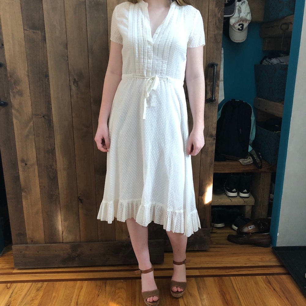 J.Crew vintage romantic textured white dress